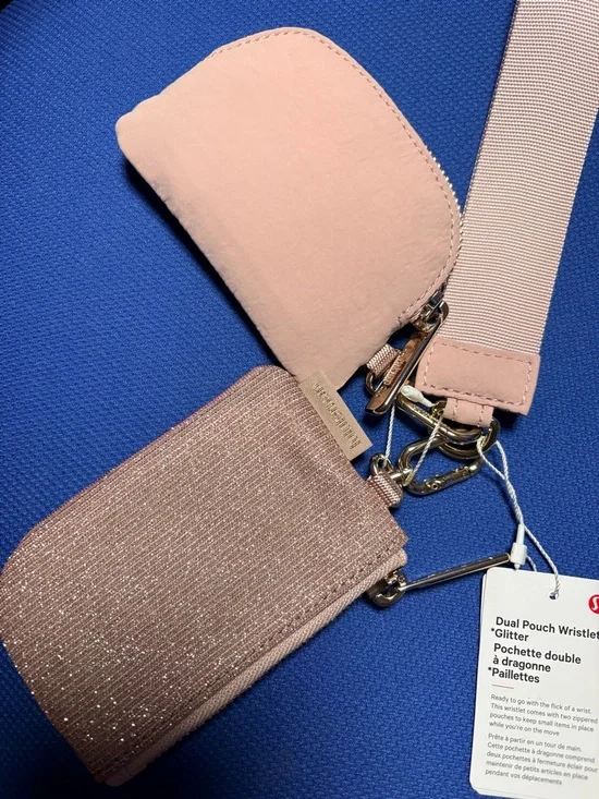 Lululemon Dual Pouch Wristlet limited edition Glitter Pink Champagne Mink Berry - Picture 6 of 7